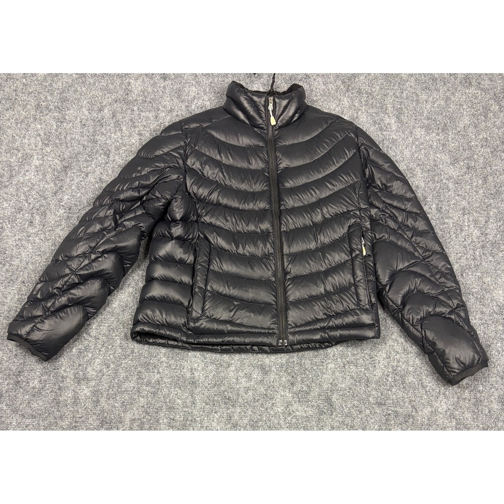 Lands End Womens Black Quilted Puffer Jacket Full Zip XS 2-4 Lightweight Coat